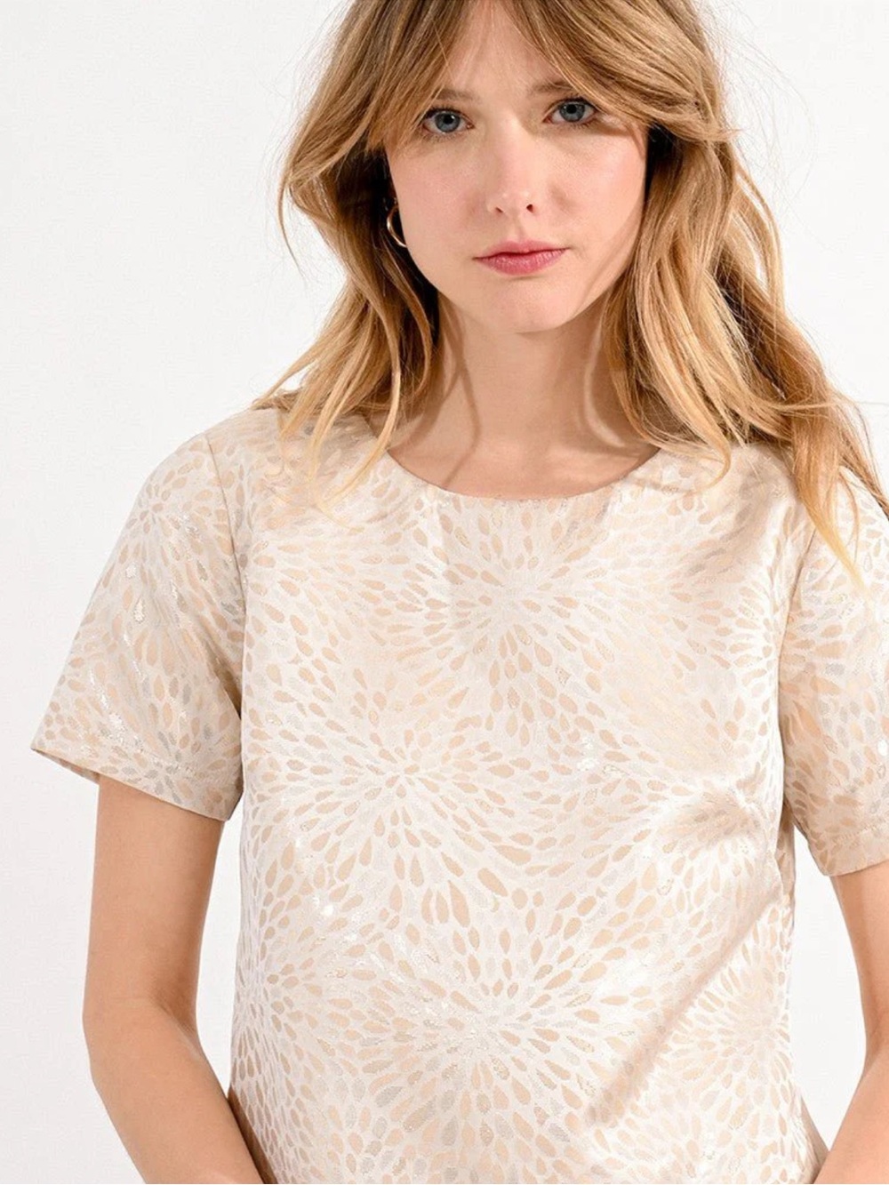 Molly Bracken Champagne Jacquard Mini Dress